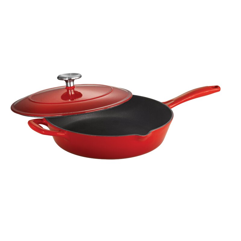 Tramontina Gourmet Enameled Cast Iron Covered Skillet And Reviews Wayfair 